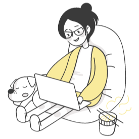 Illustration of woman sitting with her computer